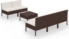 vidaXL Set mobilier de grădină cu perne, 6 piese, maro, poliratan