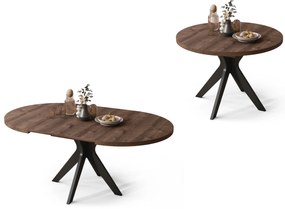 Mazzoni RENZO Stejar Maro/picior negru - MASĂ ROTUNDĂ Ø110 EXTENSIBILĂ PÂNĂ LA 180 cm | PENTRU BUCĂTĂRIE SUFRAGERIE LIVING RETRO