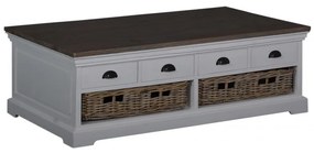 Masuta de cafea dreptunghiulara din lemn cu spatiu de depozitare 135x75x45 cm alb/maro/gri