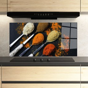 Panou Sticla Bucatarie, 60x150cm, Protectie aragaz, Antistropi, Termorezistent, Alimente, Condimente, Spoons With Spices
