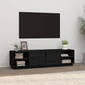 vidaXL Comodă TV, negru, 156x40x40 cm, lemn masiv de pin