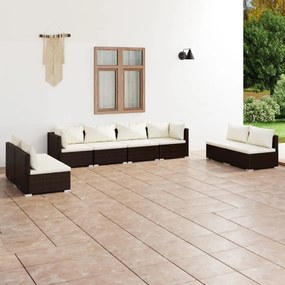 3102250 vidaXL Set mobilier de grădină cu perne, 8 piese, maro, poliratan