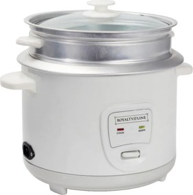 Resigilat: Oala electrica pentru fiert orez Royalty Line RL-RC18.10D, 700 W, 1.8L, Oprire automata Alb