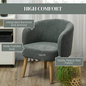 HOMCOM Fotoliu Modern din Material Teddy, Fotoliu Confortabil pentru cu Picioare din Lemn, 67x66x67 cm, Verde Închis | Aosom Romania