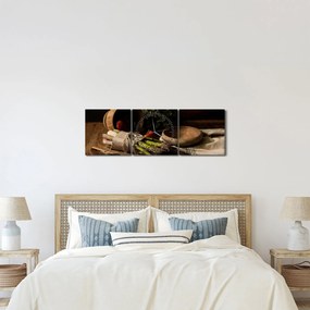 Tablou cu sparanghel pe masă (cu ceas) (90x30 cm)