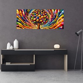 Tablou – Arbore colorat cu mere (120x50 cm)