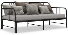 Cadru pat canapea extensibila, negru, 90 x 200 cm, metal Negru