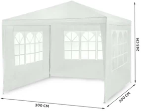 Cort pavilion de grădină 3x3 m + 3 pereți ALB