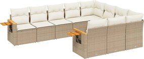 vidaXL Set canapele de grădină cu perne, 10 piese, bej, poliratan