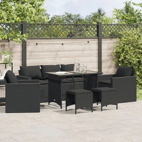 3213549 vidaXL Set mobilier de grădină cu perne, 6 piese, negru, poliratan