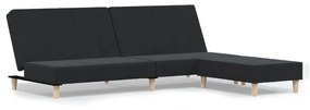 3080467 vidaXL Canapea extensibilă cu 2 locuri și taburet negru, textil