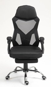 Scaun ergonomic, suport picioare, Mesh, Negru