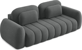 Canapea gri închis extensibilă/cu spațiu de depozitare cu tapițerie din țesătură bouclé 266 cm Pele – Makamii