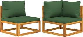 vidaXL Set canapea de grădină, 2 piese, cu perne, lemn masiv de acacia
