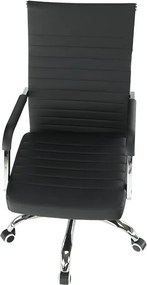Scaun de birou, piele eco/metal, negru/crom, FARAN