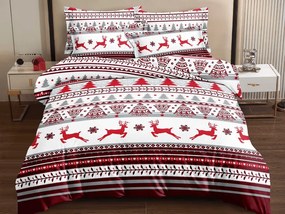 Lenjerie de pat din microfibra alb/rosu, CAPRIOARE