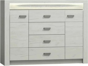 Comoda INFINITY 07, frasin alb, PAL melaminat, 137x42x104 cm