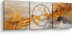 Tablou - Textura aurie (cu ceas) (90x30 cm)