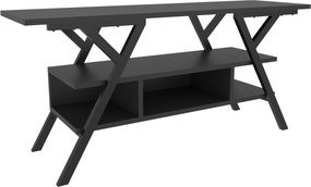 Comoda TV MINERVA, negru/gri antracit, PAL melaminat/metal, 120x35x55