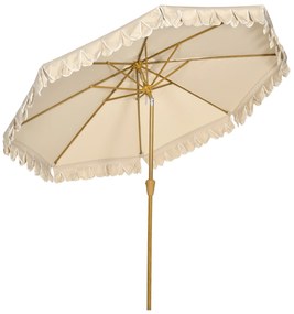 Outsunny Umbrela pentru gradina cu inclinare si manivela, Umbrela de exterior pentru masa cu acoperis dublu, kaki | AOSOM RO