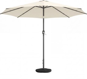 Outsunny Umbrelă de soare aprox. Ø300 cm înclinabilă umbrelă pentru balcon cu manivelă bază încrucișată sac de nisip, UPF 30+ retractabilă alb-crem | Aosom Romania