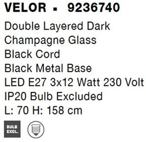 Lustra cu 3 pendule modern Velor champagne
