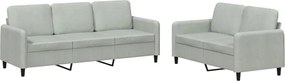 vidaXL Set canapea, 2 piese, gri deschis, catifea