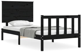 3193365 vidaXL Cadru de pat cu tăblie Small Single, negru, lemn masiv