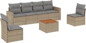vidaXL Set canapele de grădină, 7 piese, cu perne, bej, poliratan
