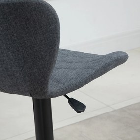 HOMCOM Set de 2 Taburete de Bar Design, Spătar curbat căptușit, Înălțime de ședere reglabilă 61-81 cm, pivotante 360°, Suport pentru picioare, Velur Gri | Aosom Romania