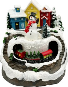 Scena de Craciun cu Trenulet Animat si Om de Zapada JOY, Cu muzica si lumini