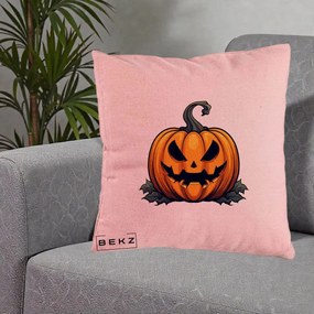 Perna Decorativa Halloween Jack-o'-Lantern Infricosator, 40x40 cm, Roz, Husa Detasabila, Perna Inclusa, BEKZ®