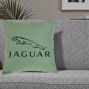 Perna Personalizata cu emblema Jaguar, 40x40 cm, Verde, Husa Detasabila, Perna Inclusa, BEKZ®
