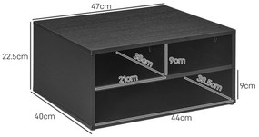 HOMCOM Cabinet pentru Imprimantă cu 2 Rafturi, Birou din Lemn și Cabinet de studiu cu Roți, 47x40x22.5 cm, Negru | Aosom Romania