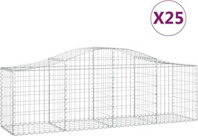vidaXL Coșuri gabion arcuite 25 buc, 200x50x60/80 cm, fier galvanizat