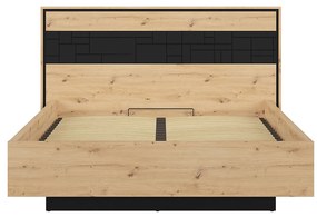 Pat matrimonial 160 cm Pont LOZ/160 (cu somiera) (Stejar artisan + Negru mat). 1063045