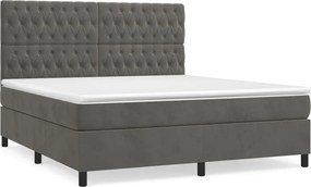vidaXL Pat box spring cu saltea, gri închis, 180x200 cm, catifea
