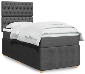 vidaXL Pat box spring cu saltea, gri închis, 100x200 cm, textil