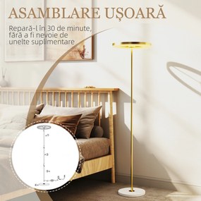 HOMCOM Lampă Pardoseală 3 Trepte Reglabilă, Auriu | Aosom Romania