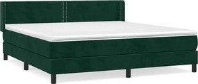 vidaXL Pat box spring cu saltea, verde închis, 180x200 cm, catifea