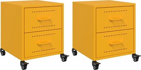 vidaXL Noptiere, 2 buc., galben muștar, 36x39x43,5 cm, oțel