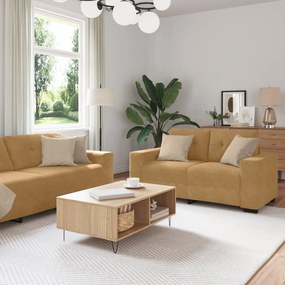Set canapea vidaXL 2 piese cu perne din catifea maro