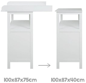 Comodă de copii albă cu masă de schimbat 75x100x87 cm Hamburg – Roba