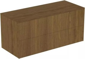 Dulap baza suspendat Ideal Standard Atelier Conca finisaj nuc inchis 2 sertare cu blat 120 cm