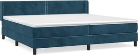 vidaXL Pat box spring cu saltea, albastru închis, 200x200 cm, catifea