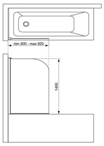 Paravan de cada mobil Ideal Standard Connect argintiu 80x140 cm