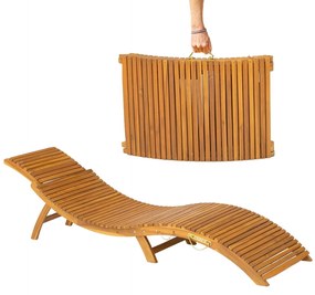 Șezlong de grădină FLORIDA, pliabil, 57x190x51cm, natur maro Casaria