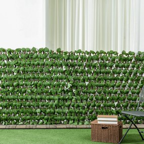 Outsunny Gard Decorativ Artificial, Protecție UV, Ideal pentru Intimitate în Spații Interioare/Exterioare, 200x100x8 cm, Verde | Aosom Romania