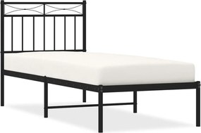 vidaXL Cadru de pat metalic cu tăblie, negru, 80x200 cm