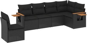 vidaXL Set mobilier de grădină cu perne, 6 piese, negru, poliratan